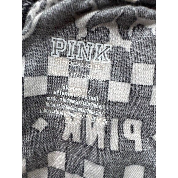 Victorias‎ Secret Pink Womens Pajama Pants XL Black White Peace Sign Fingers - Picture 3 of 6